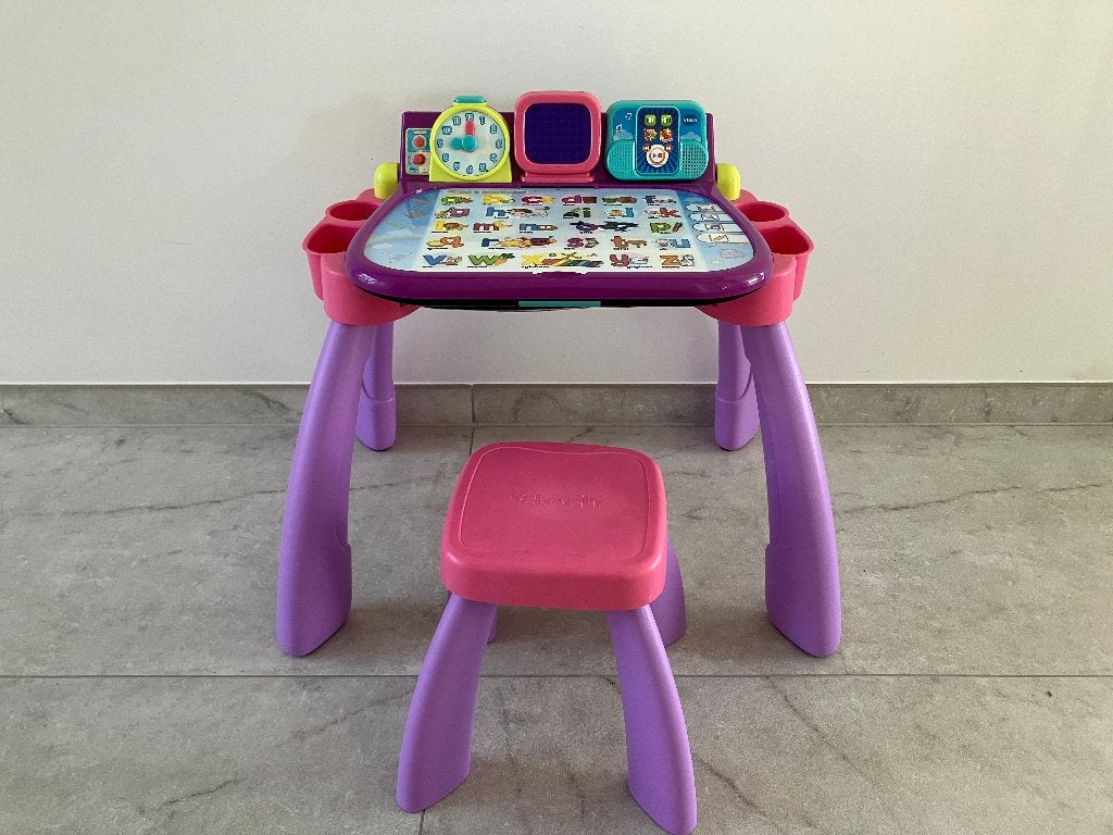 V-tech magisch bureau met krukje - roze, Ophalen, Zo goed als nieuw