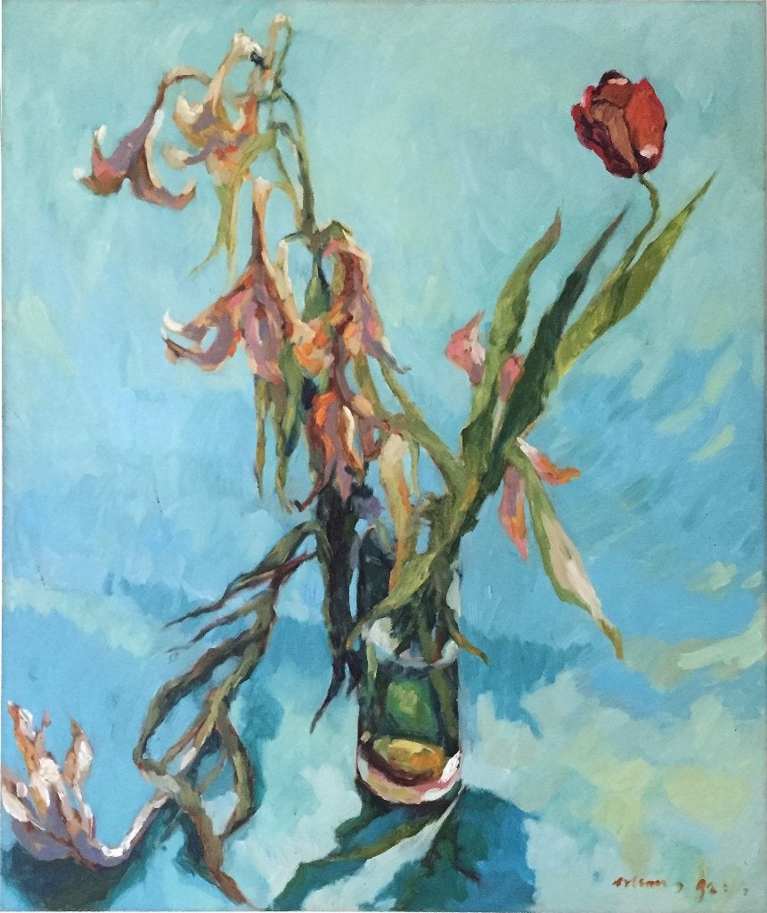 Adri Dijkhorst - Tulpen, Ophalen, Acrylverf, Bloemen