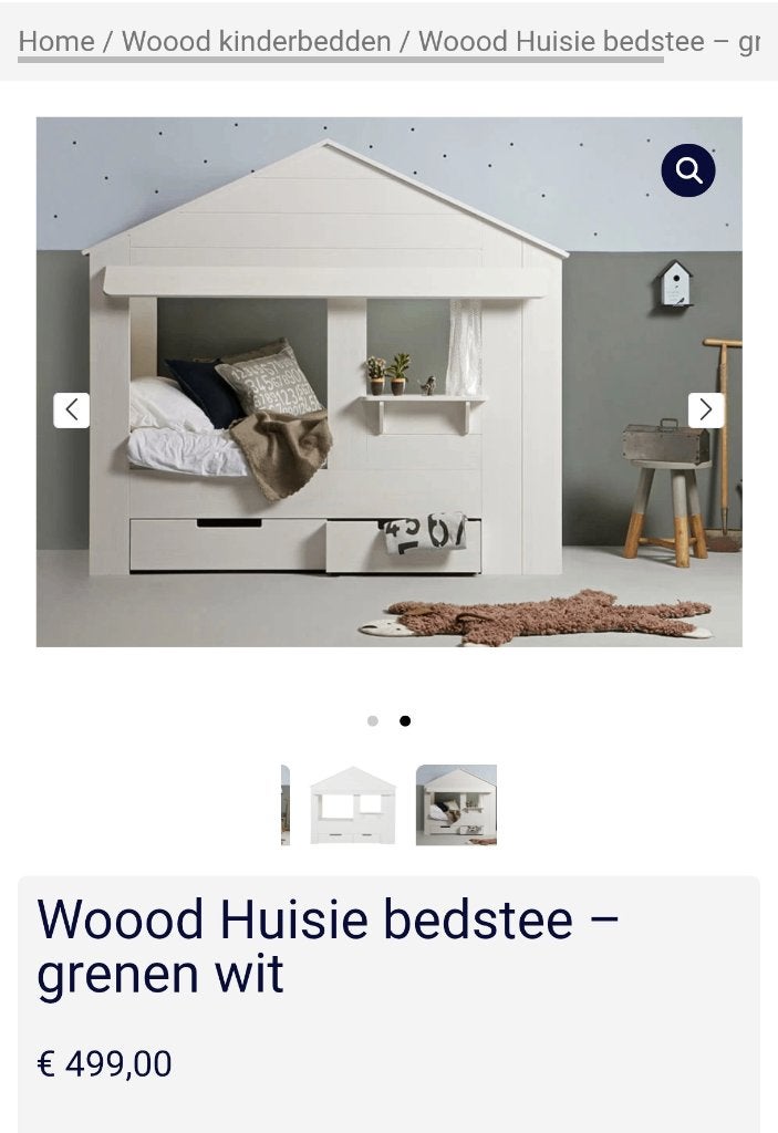 Woood Bed huisje, Ophalen, 85 tot 100 cm, Gebruikt, Matras