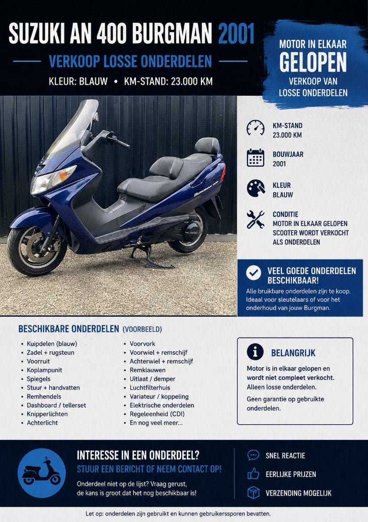 suzuki an 400 burgman, 2661MN, Ophalen of Verzenden, Info@vankleefmotoren.nl, Gebruikt