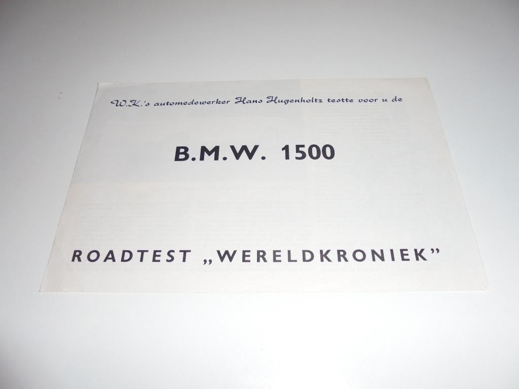 overdruk Wereldkroniek roadtest BMW 1500, februari 1963, Boeken, Ophalen of Verzenden, Zo goed als nieuw, BMW