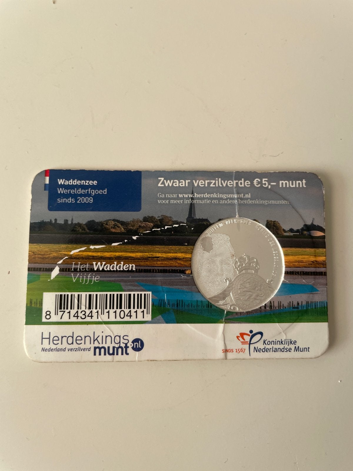 Zwaar verzilverde €5 munt Wadden Vijfje 2016, Ophalen of Verzenden, Koningin Beatrix, Euro's, Losse munt
