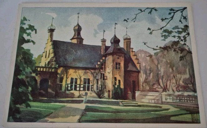 Oude prent Popta-Slot Marsum - Firma Jac. Hommes Groningen, Ophalen of Verzenden, Zo goed als nieuw, Gebouw, Voor 1940