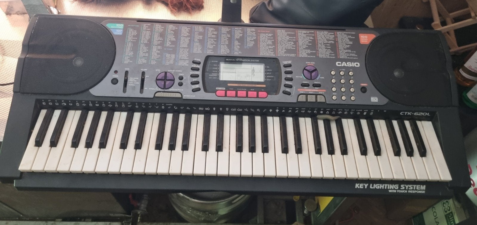 Casio CTK-620L Keyboard met Key Lighting System, Ophalen of Verzenden, Gebruikt, 61 toetsen, Casio