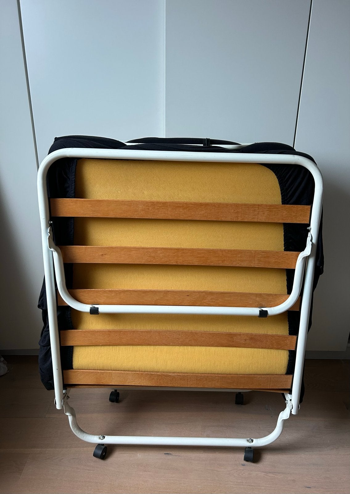 Opvouwbaar logeerbed met matras, Ophalen, Eenpersoons, Wit, 190 cm of minder