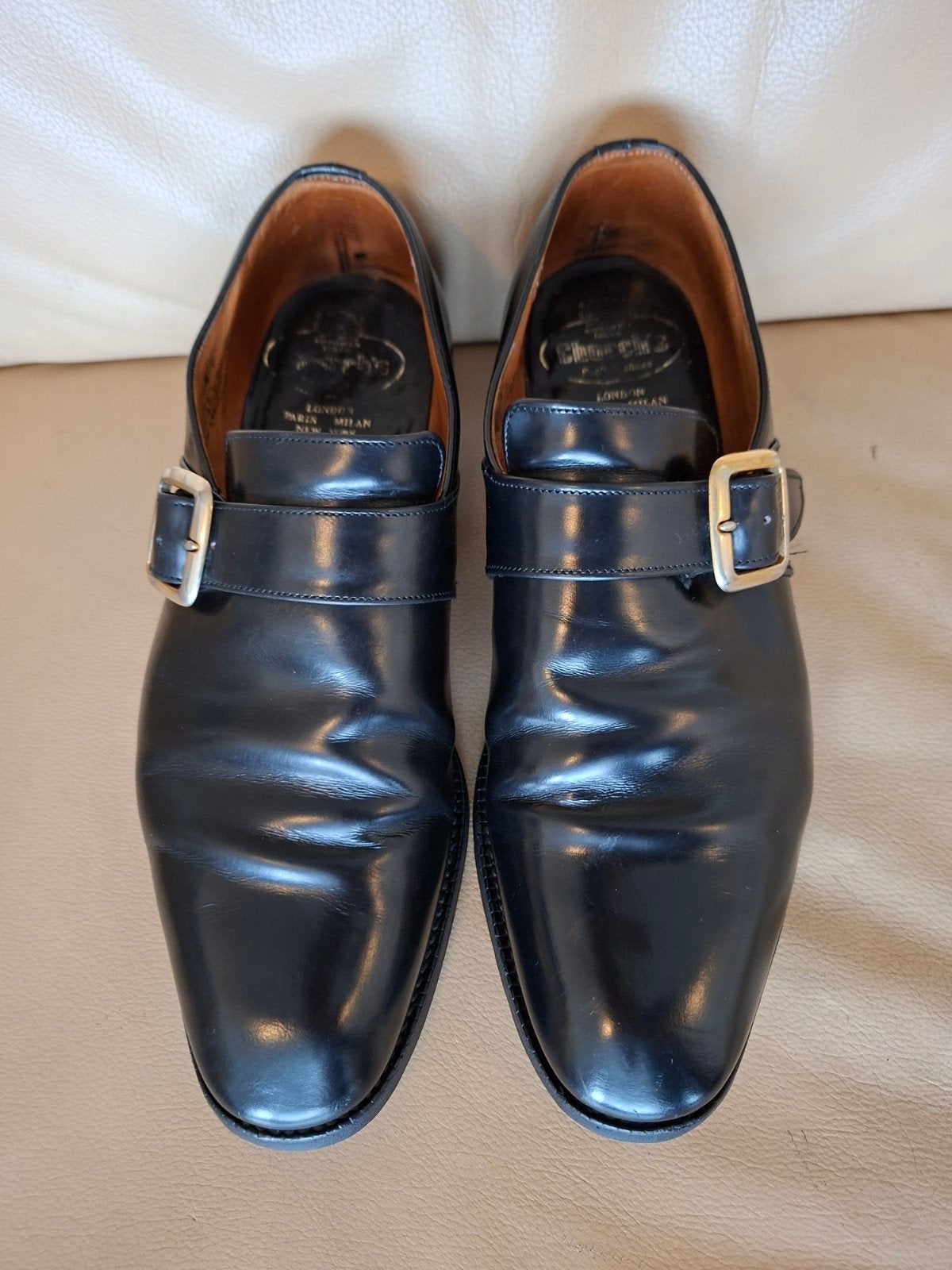 Mooie zwart lederen Church's gespschoenen maat 7 F, Ophalen of Verzenden, Zo goed als nieuw, Zwart