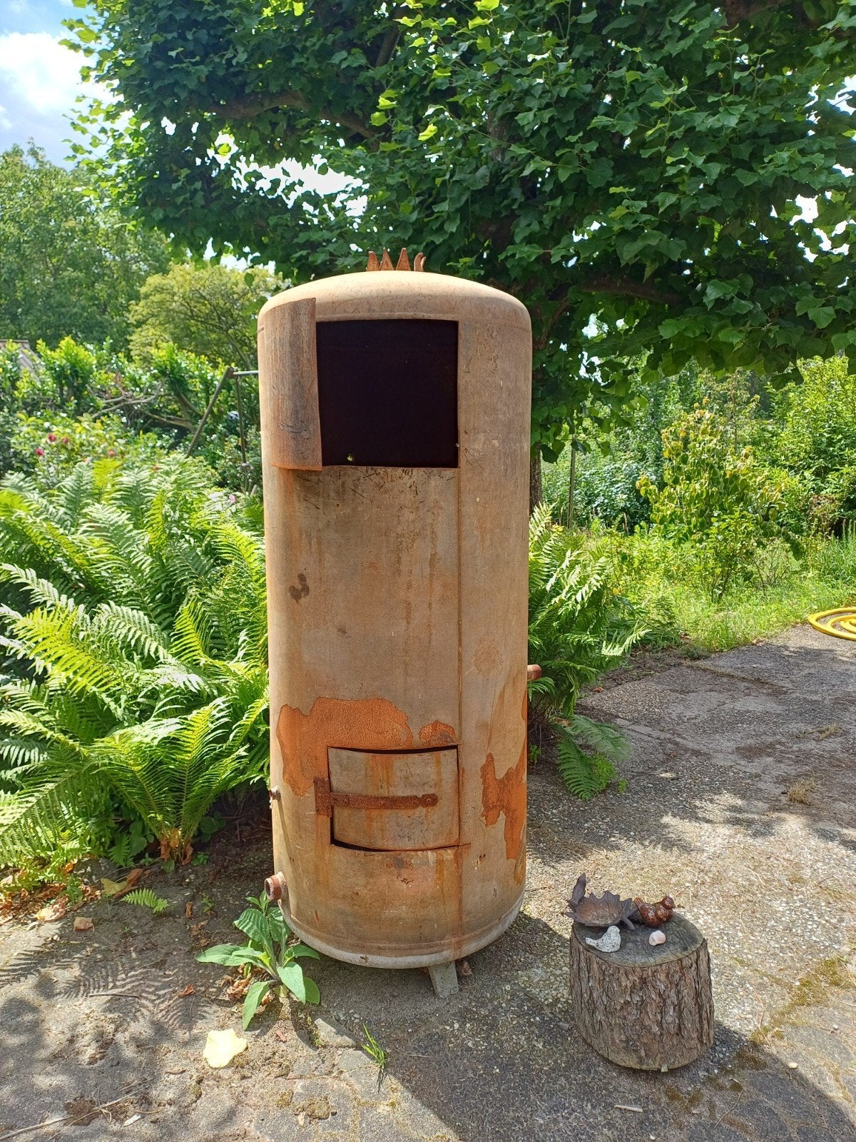 Oude boiler omgebouwd tot buitenkachel/vuurkorf, Ophalen, Gebruikt
