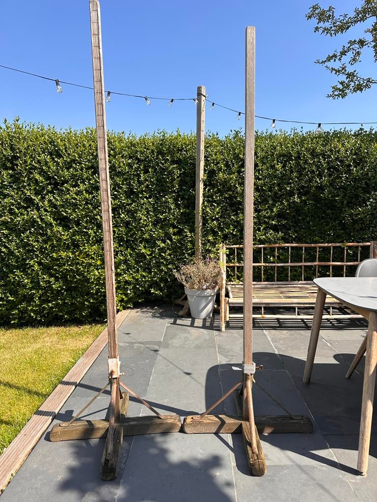 Vintage houten hoogspringpalen (2 stuks), Ophalen, Gebruikt