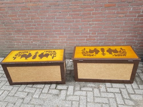dekenkisten vintage met afbeelding 2x, Huis en Inrichting, Woonaccessoires | Overige, Ophalen of Verzenden, 'T Olde Gre-j, Info@toldegrej.nl