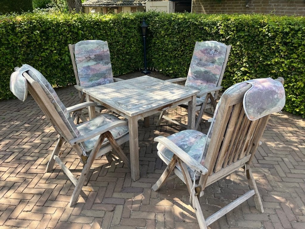 Tuinset teakhout, Tuin en Terras, Ophalen, Gebruikt, Teakhout, 4 zitplaatsen