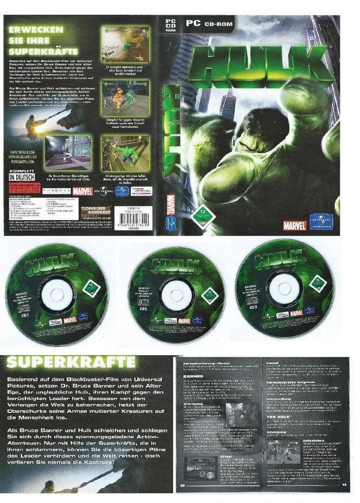 Hulk marvel videogame incl instructie boekje, Avontuur en Actie, 1 speler, Eén computer, Ophalen of Verzenden
