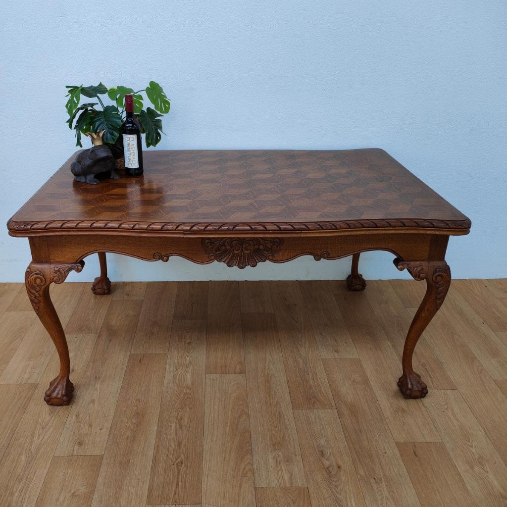 Vintage landelijke eettafel eetkamertafel uitschuifbaar 910, Valkenswaard, Gebruikt, Info@flashbackfurniture.nl, Vijf personen of meer