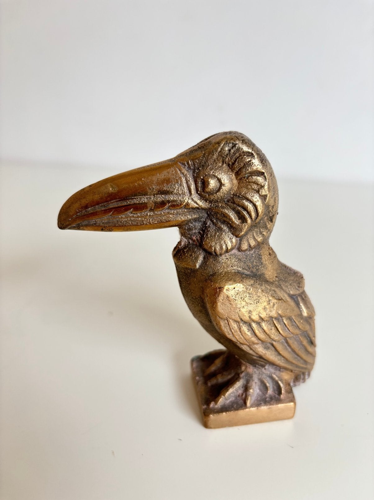 2x art deco messing toekans t.b.v. boekensteunen, jaren 30, Antiek en Kunst, Goud, Object, Ophalen of Verzenden, 11 cm