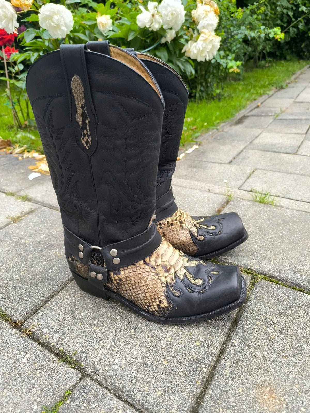 Vintage sarria cowboy boots snakeskin python leer, Sarria, Zwart, Boots, Ophalen of Verzenden
