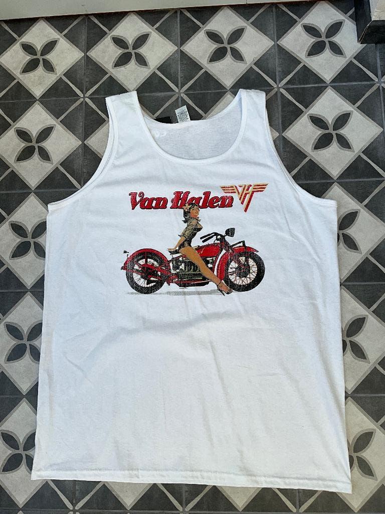 Tanktop Van Halen Pinup Motorcycle Maat XXXL Kleur wit Nieuw, Tanktop Van Halen Pinup Motorcycle Maat XXXL Kleur wit Nieuw, Nieuw