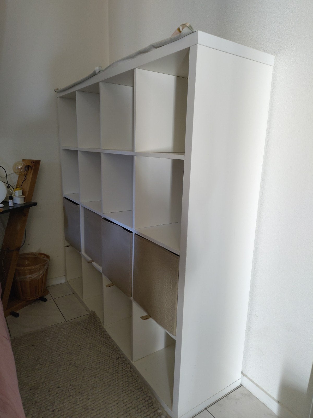Ikea Kallax kast 4x4 met 4 opbergmanden - Goede staat, Ophalen, 100 tot 150 cm, 100 tot 150 cm, Zo goed als nieuw