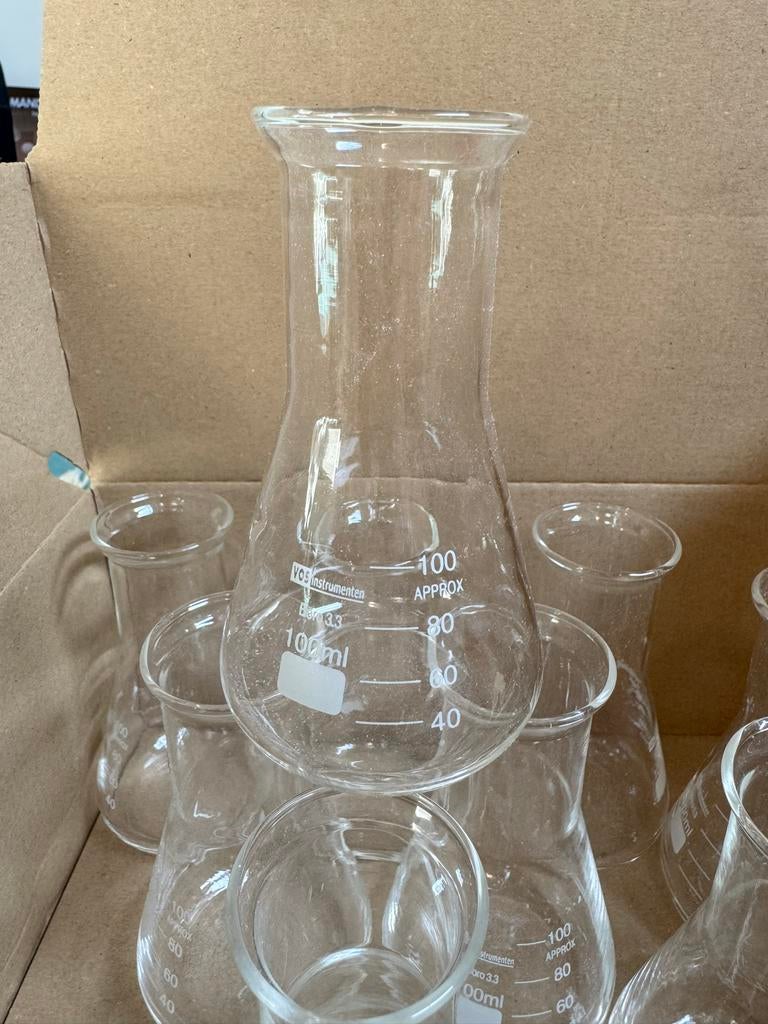 100 ml erlemeyers vos nieuw, Ophalen of Verzenden, Zo goed als nieuw, Overige typen