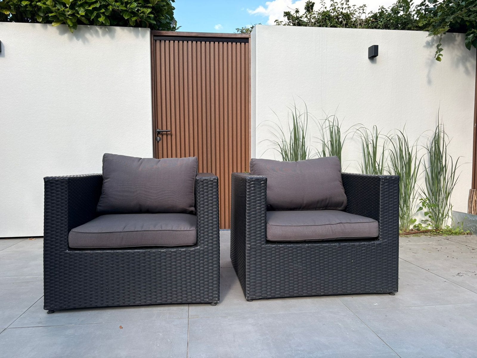 Lounge stoelen inclusief kussens, Tuin en Terras, Tuinsets en Loungesets, Ophalen, Zo goed als nieuw, Wicker, 2 zitplaatsen