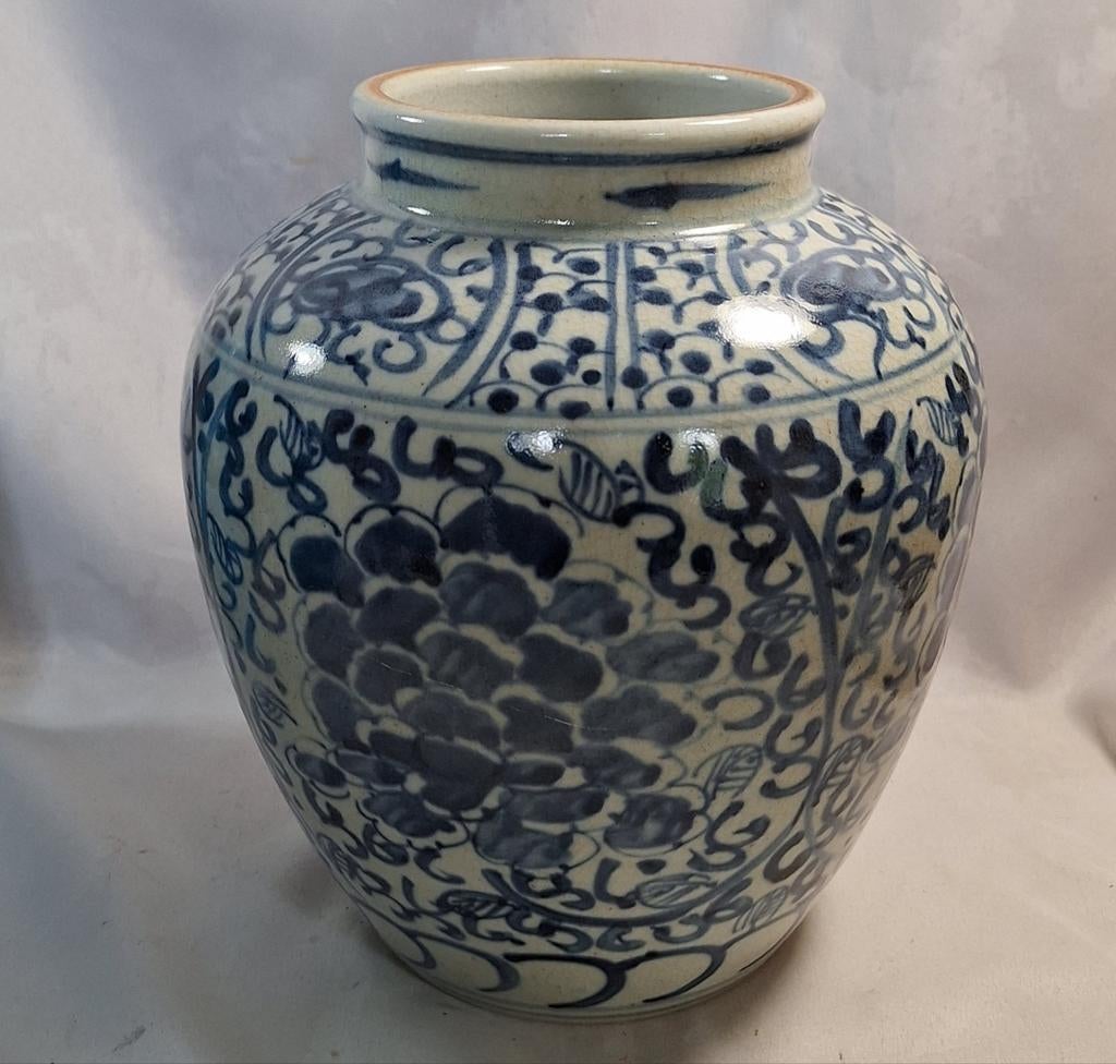 Oosterse handbeschilderde pot, 20 cm hoog, Ophalen of Verzenden