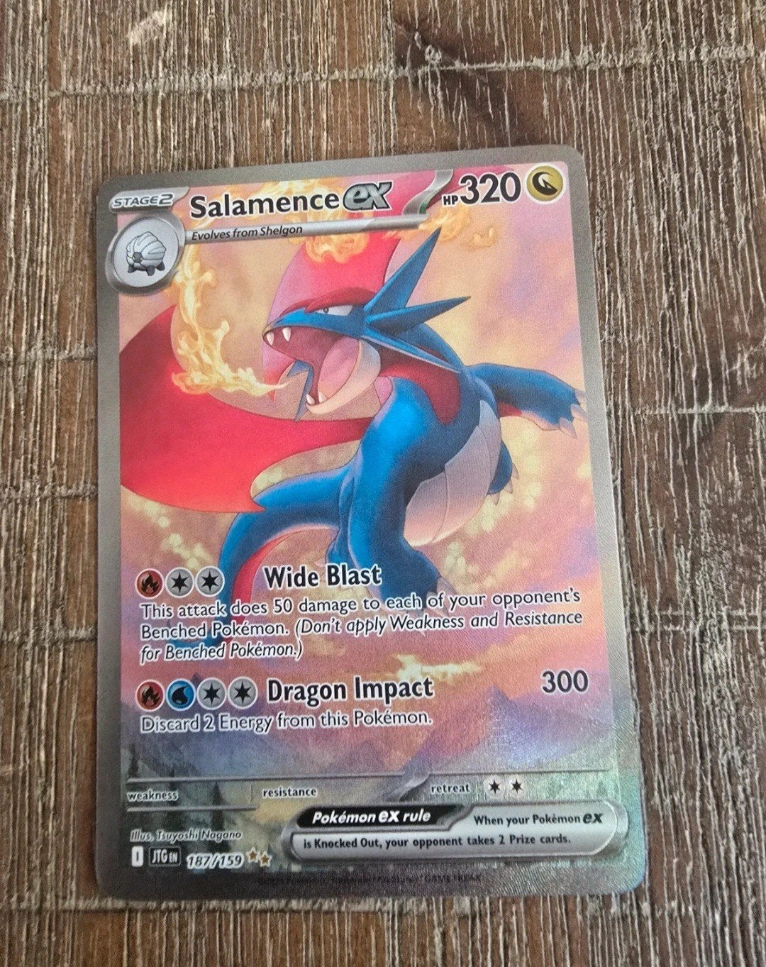 Salamence ex 187/159 Full Art Pokémon kaart, Ophalen, Zo goed als nieuw, Losse kaart, Foil