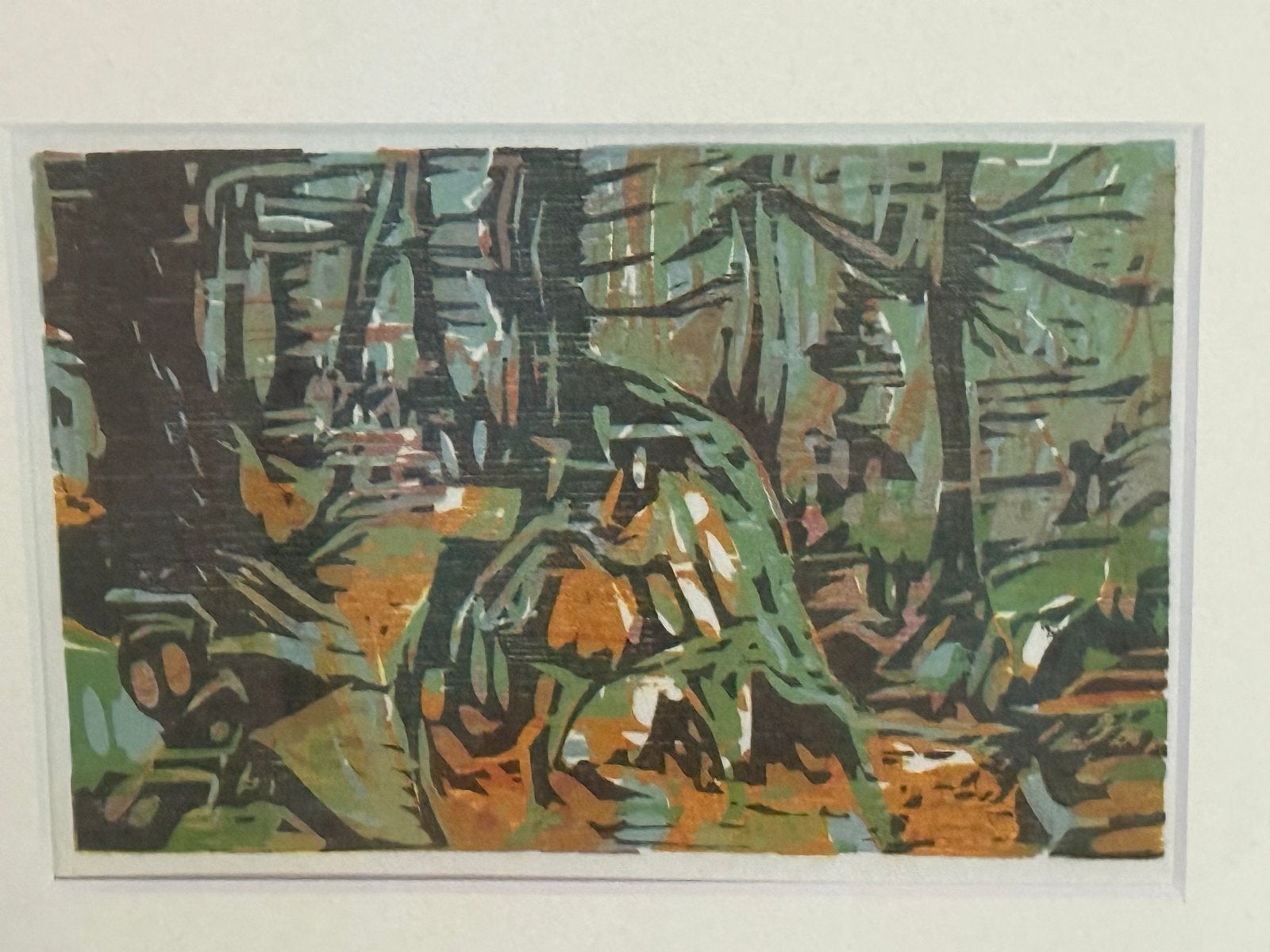 Houtsnede "Klein Bos" van Vincent van Ojen, Ophalen, 1950 - 1999, Landschap, Houtsnede