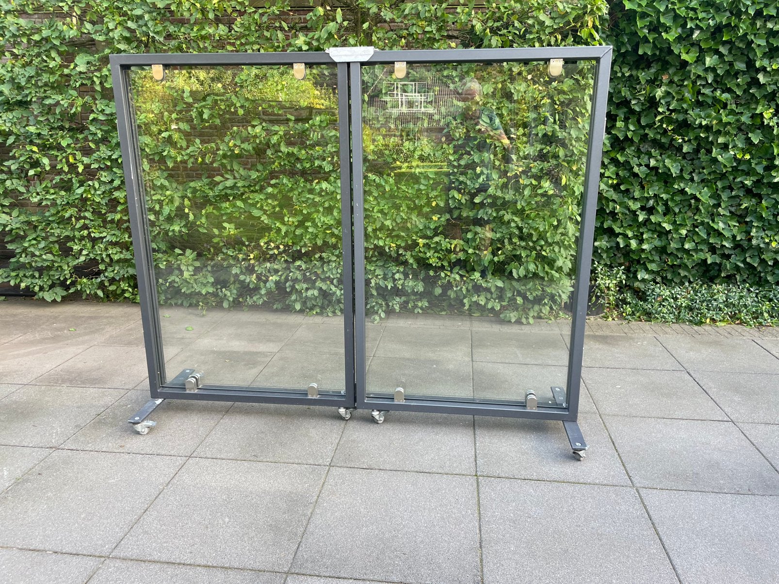 Verrijdbaar en inklapbaar tuin/windscherm., Tuin en Terras, Ophalen, Gebruikt, Staal, 200 cm of meer