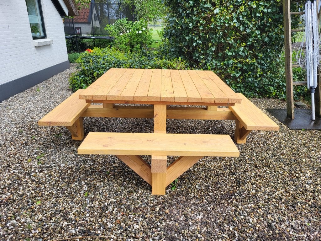 Picknicktafel vierkant douglas/lariks hout, Niet ingevuld, Nieuw, Ophalen of Verzenden, Niet ingevuld