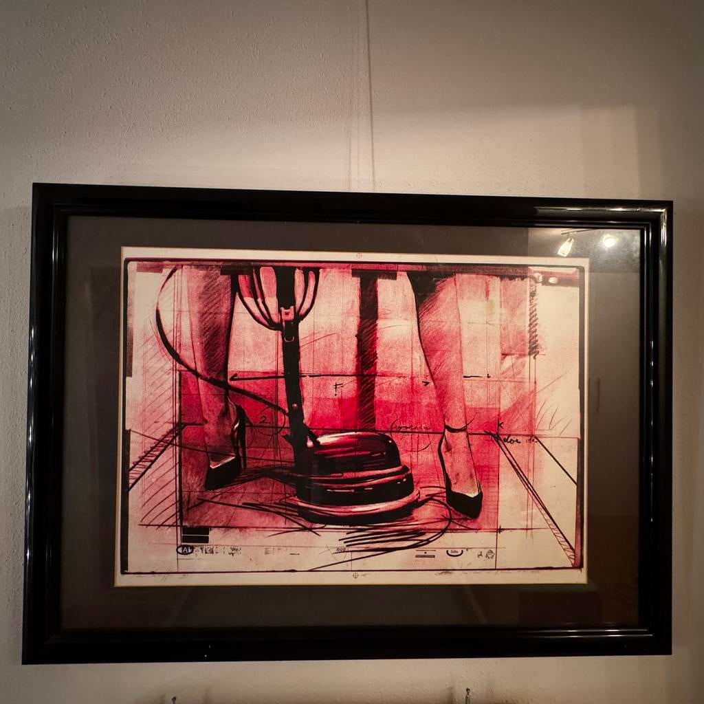 Steven Scheffer zeefdruk hoge hakken dame stofzuiger, Antiek en Kunst, Ophalen