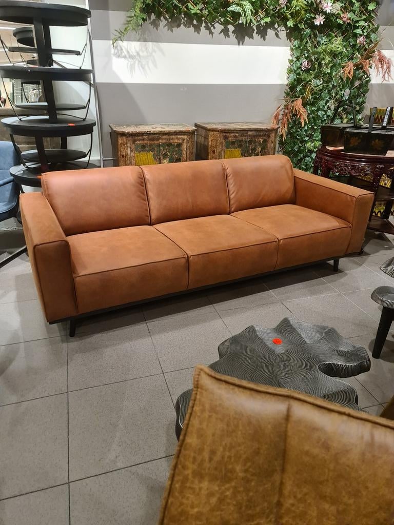Nieuwe 3zits bank buffelleer cognac 230cm €500, Ophalen, ., Nieuw, .