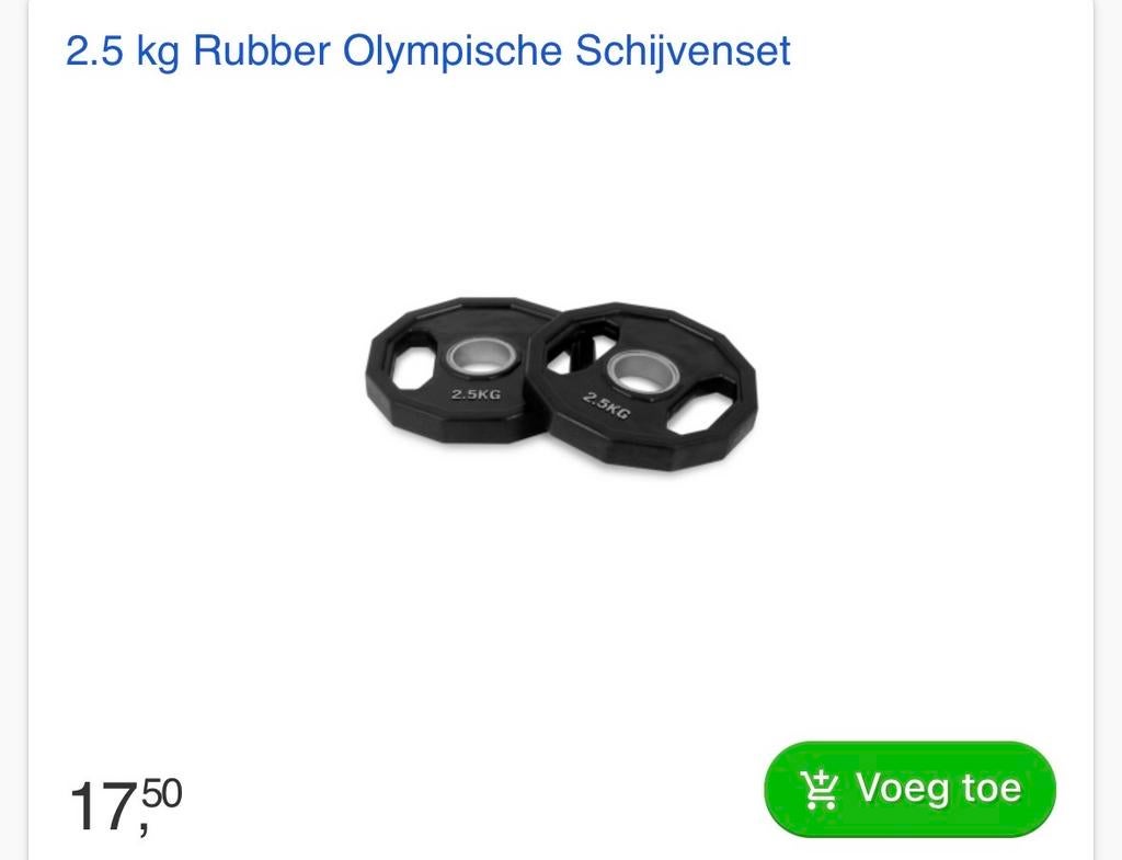 2.5 kg Rubber Olympische Halterschijven Set, Ophalen, Zo goed als nieuw, Armen, Halterschijven