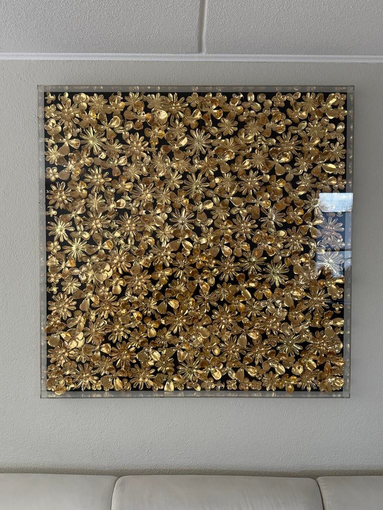 Luxe schilderij goud bloemen – 120x120 cm (Kare Design), Ophalen