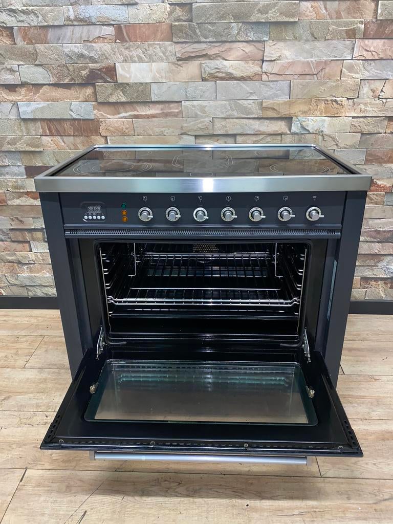 Luxe Boretti keramisch Fornuis 5 zones antraciet 90 cm, 60 cm of meer, Fornello Esperta, Grill, Ophalen of Verzenden