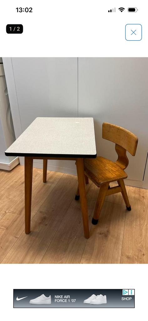 Vintage tafel en stoeltje, Kinderen en Baby's, Ophalen, Gebruikt, Tafel(s) en Stoel(en)