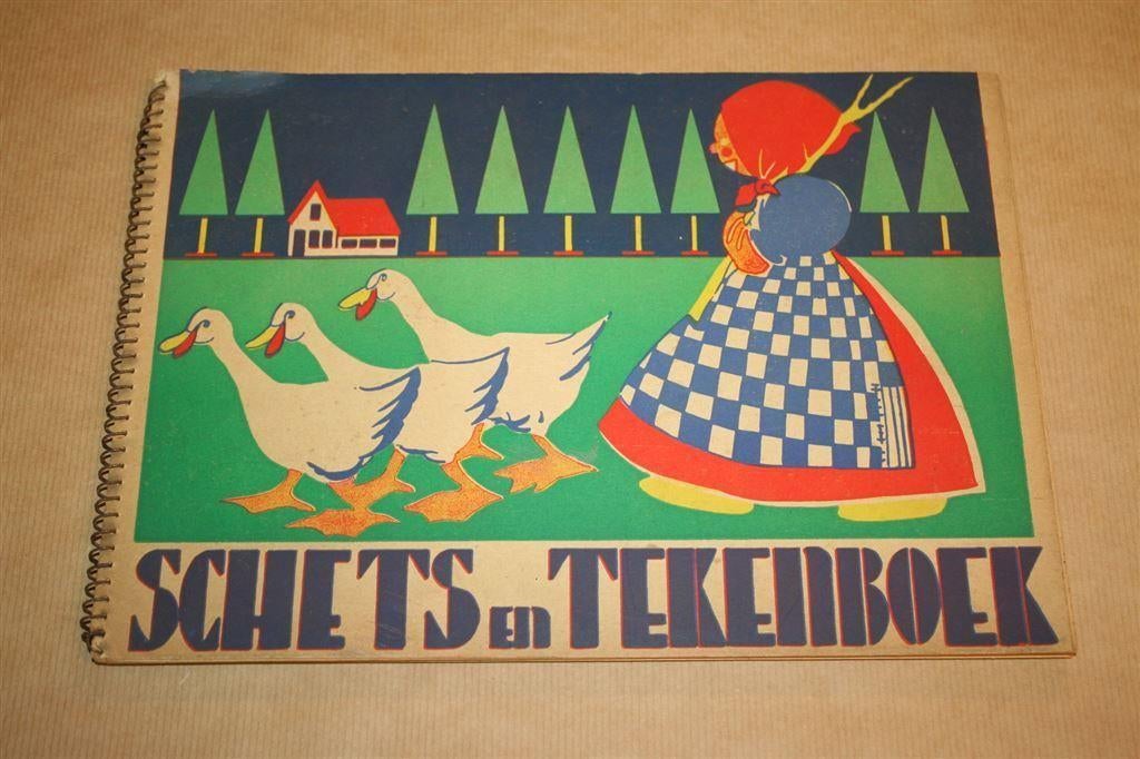 Schets- en Tekenboek - Geïllustreerd - Ca 1950 !!, Boeken, Ophalen of Verzenden, Zo goed als nieuw