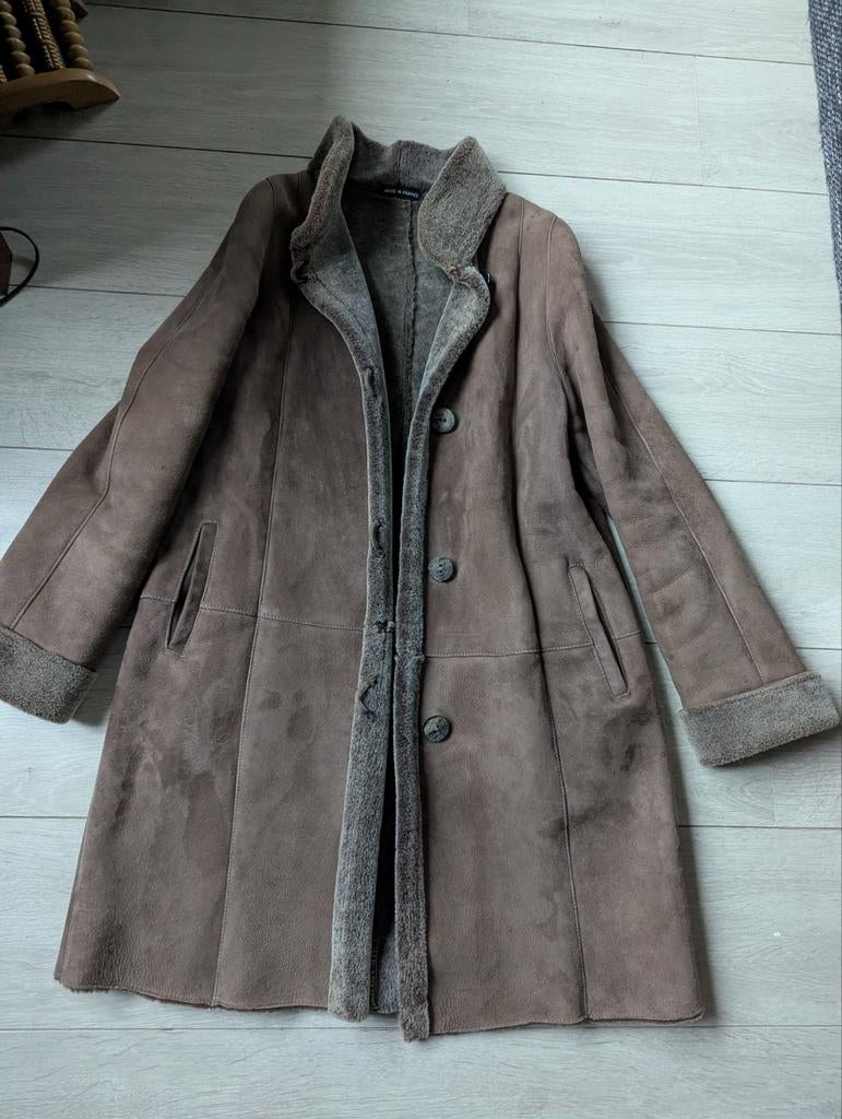 Bruine vintage lammy coat - Maat M van Jeroen Besselink, Ophalen of Verzenden, Gedragen, Bruin
