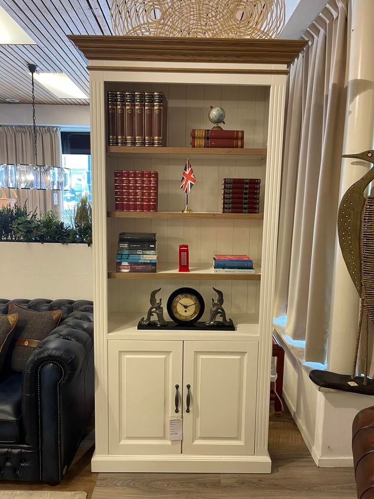 NIEUW: Prachtig Landelijk Boekenkast wit eiken antiek look, Huis en Inrichting, Met deur(en), 100 tot 150 cm, 200 cm of meer, Nieuw