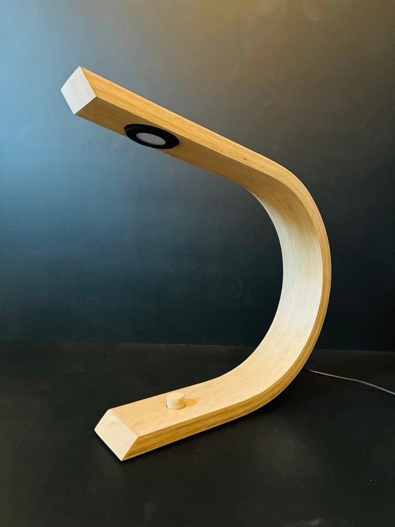 Handgemaakte designlamp van gebogen hout, Design, Nieuw, Ophalen of Verzenden, Minder dan 50 cm