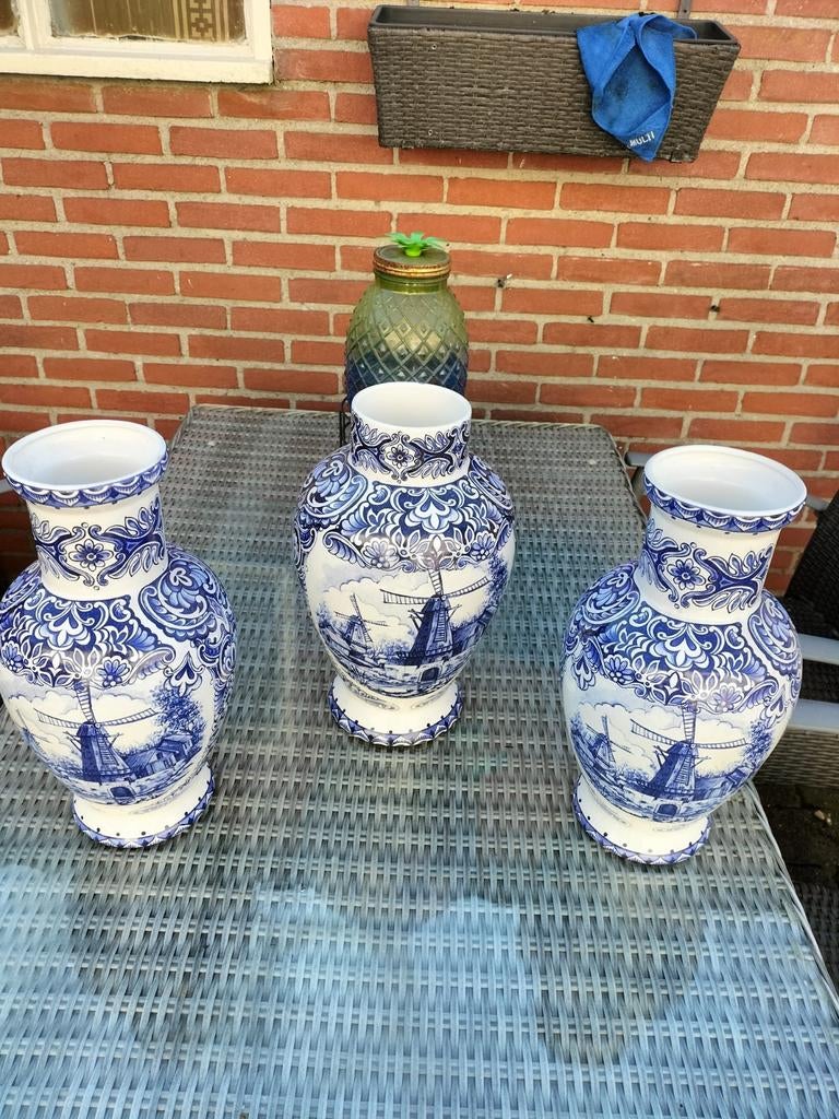 Delfts Blauw Kaststel, Huis en Inrichting, Woonaccessoires | Vazen, Ophalen, Gebruikt, Blauw, Aardewerk of Porselein