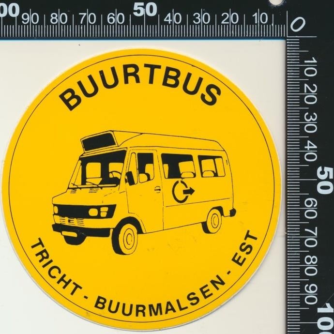 Sticker: Buurtbus - Tricht - Buurmalsen - Est, Verzamelen, Stickers, Zo goed als nieuw, Bedrijf of Vereniging, Ophalen of Verzenden