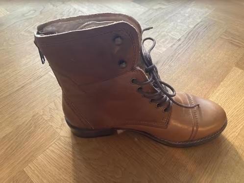 Hoge laarzen, leren, gevoerd, bruin, 38, Manfield, nieuw, Hoge laarzen, Bruin, Nieuw, Ophalen of Verzenden