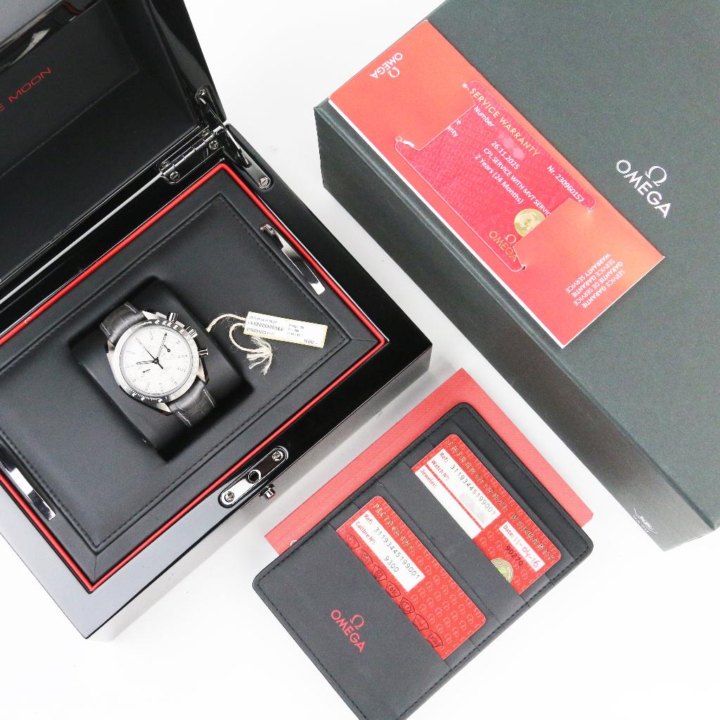 Omega Speedmaster Grey Side of Moon 44.25 (Zeer goed/ 2016), Overige materialen, Leer, Polshorloge, Ophalen of Verzenden