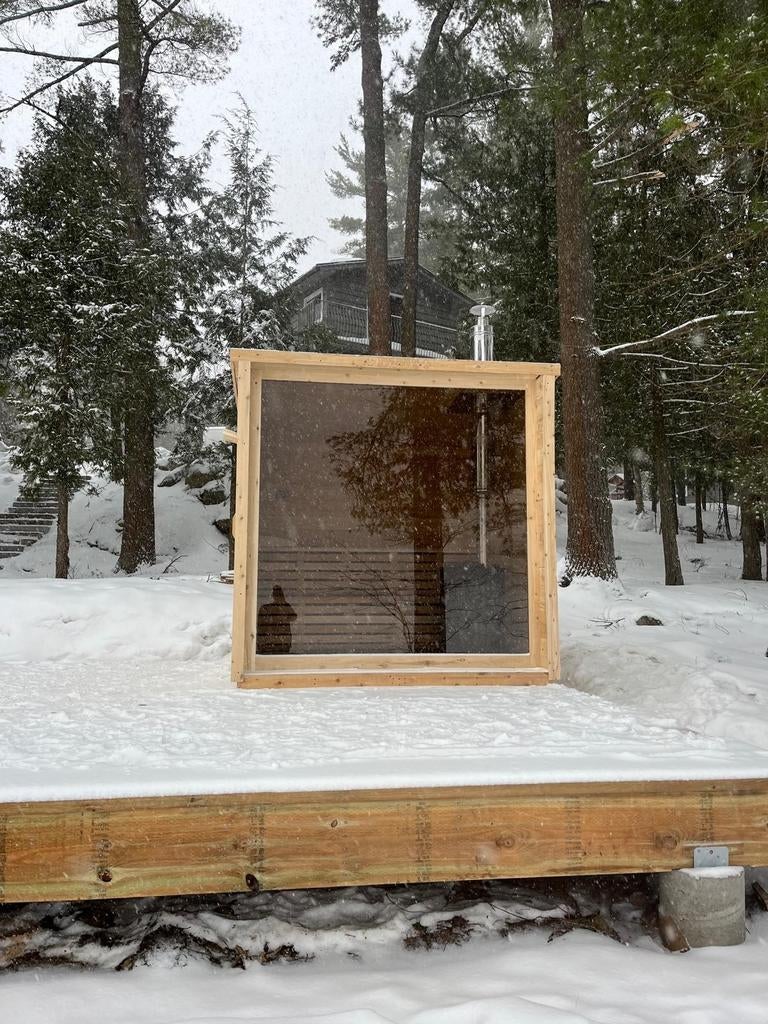 Cedar panorama buitensauna  made in Canada, Ophalen, Wellnessandgarden, Info@leisure-wellness-group.com, Kostedeweg 7