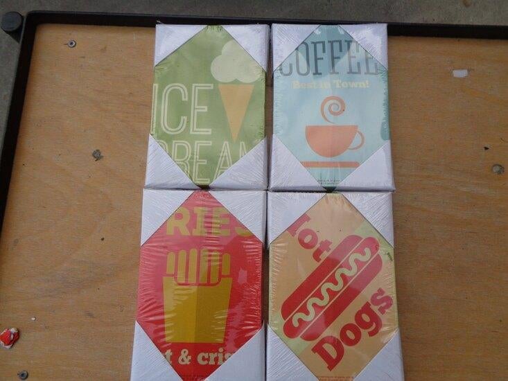 PARTIJ RETRO FOOD CANVAS SCHILDERIJTJES ASSORTI, Diversen, ., Nieuw, Ophalen of Verzenden, .