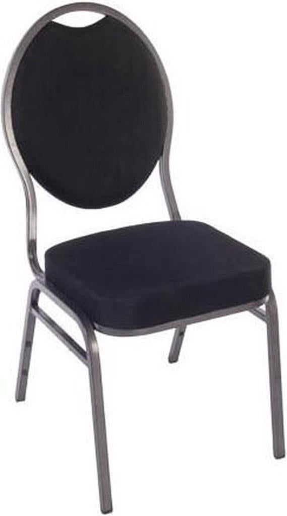 Stackchair Stapelstoelen zwart gestoffeerd te huur, Huis en Inrichting, Stoelen, Ophalen, Zwart, Nieuw, Metaal
