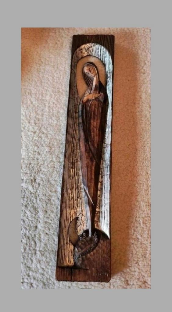 Madonna Religieus Houtsnijwerk Art Deco, Ophalen of Verzenden