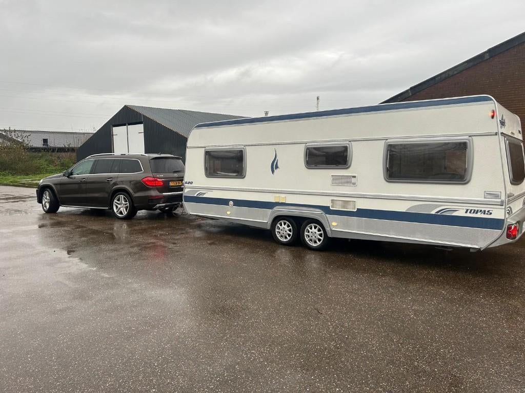 Fendt Topas 62T 600-A tandemasser + Complete Inventaris, Caravans en Kamperen, Omvormbare zithoek, Rondzit, Tot en met 2, Particulier