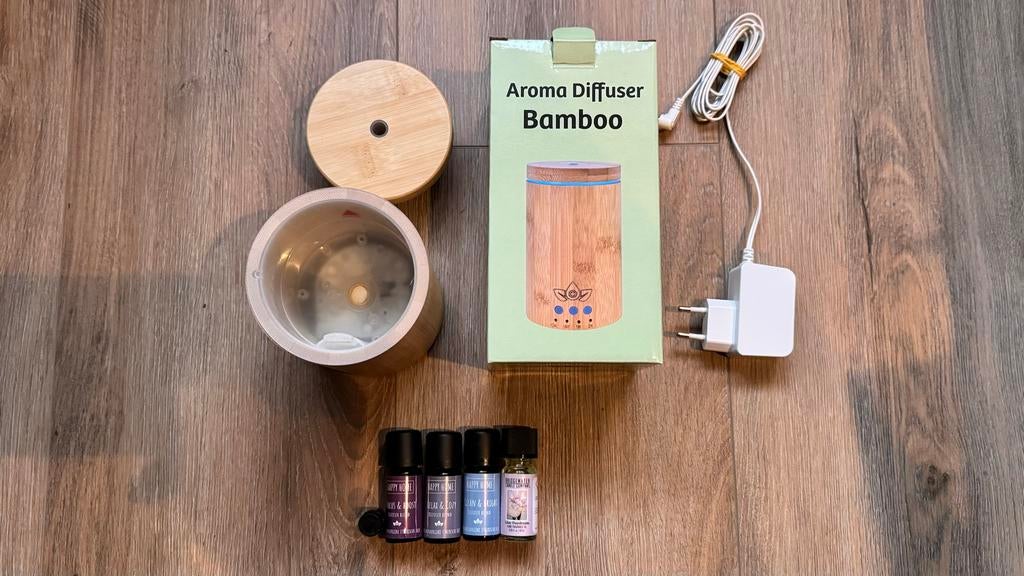 Bamboe Aroma Diffuser met 5 Geuren - Nieuwstaat, Huis en Inrichting, Woonaccessoires | Overige, Nieuw, Ophalen of Verzenden