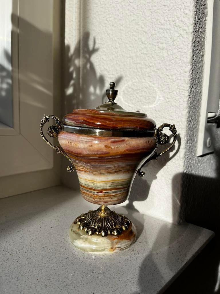 Antieke Onyx Marmeren potje, Ophalen of Verzenden