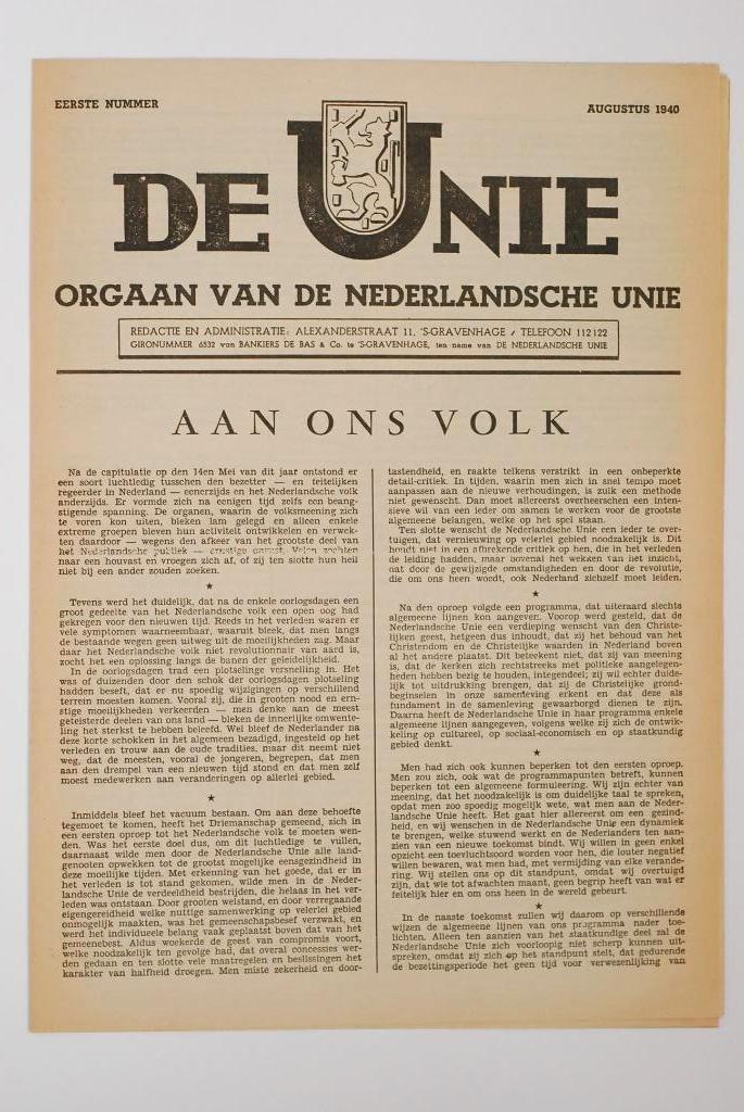 Augustus 1940 - De Unie | Heruitgave 1994, Verzamelen, Zo goed als nieuw, Verzenden, Amsterdam, Florence Uitgeverij