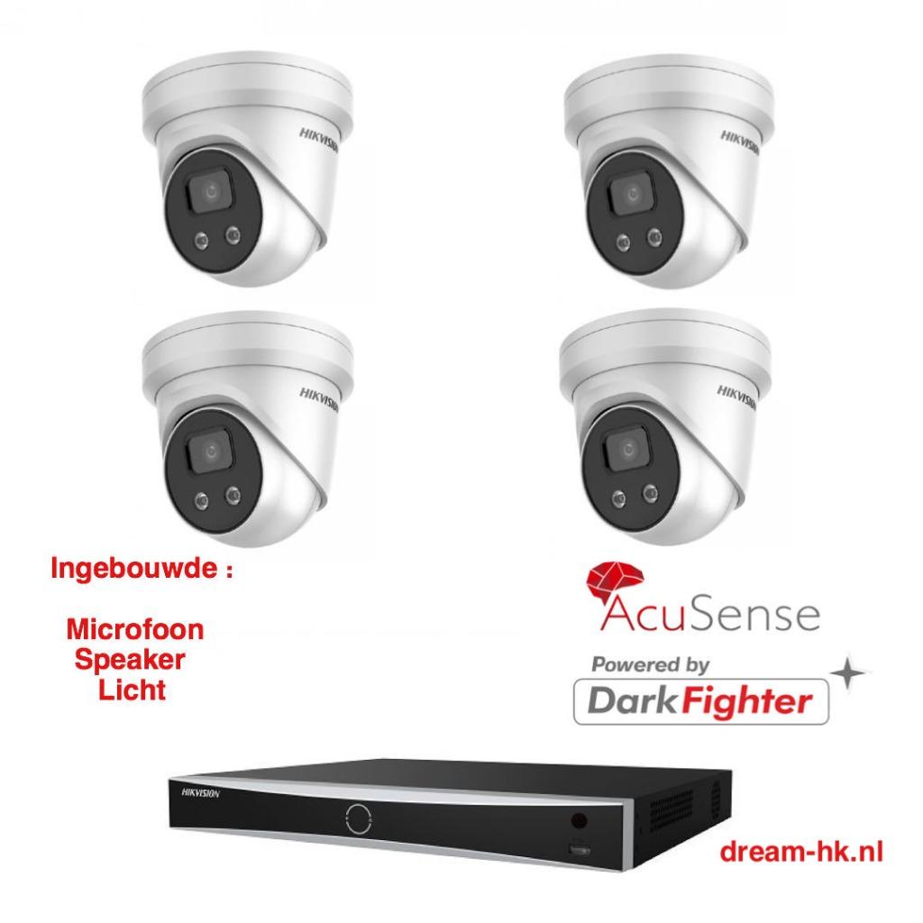 4MP Hikvision AcuSense Darkfighte IP PoE  set/NVR+4x camera